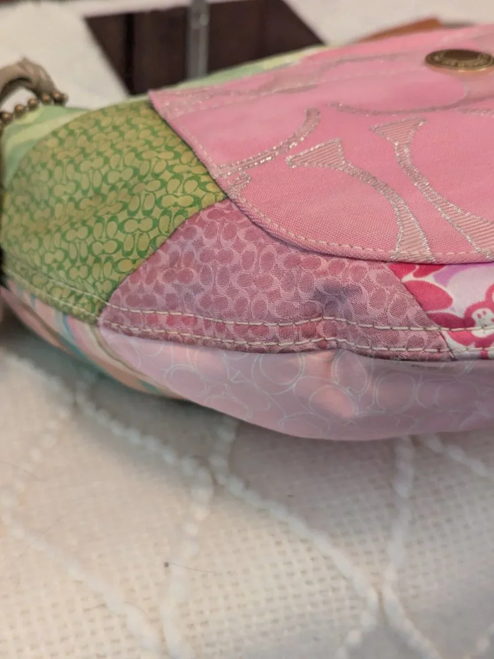 Coach Pastel Spring Patchwork Hamptons Hobo #374